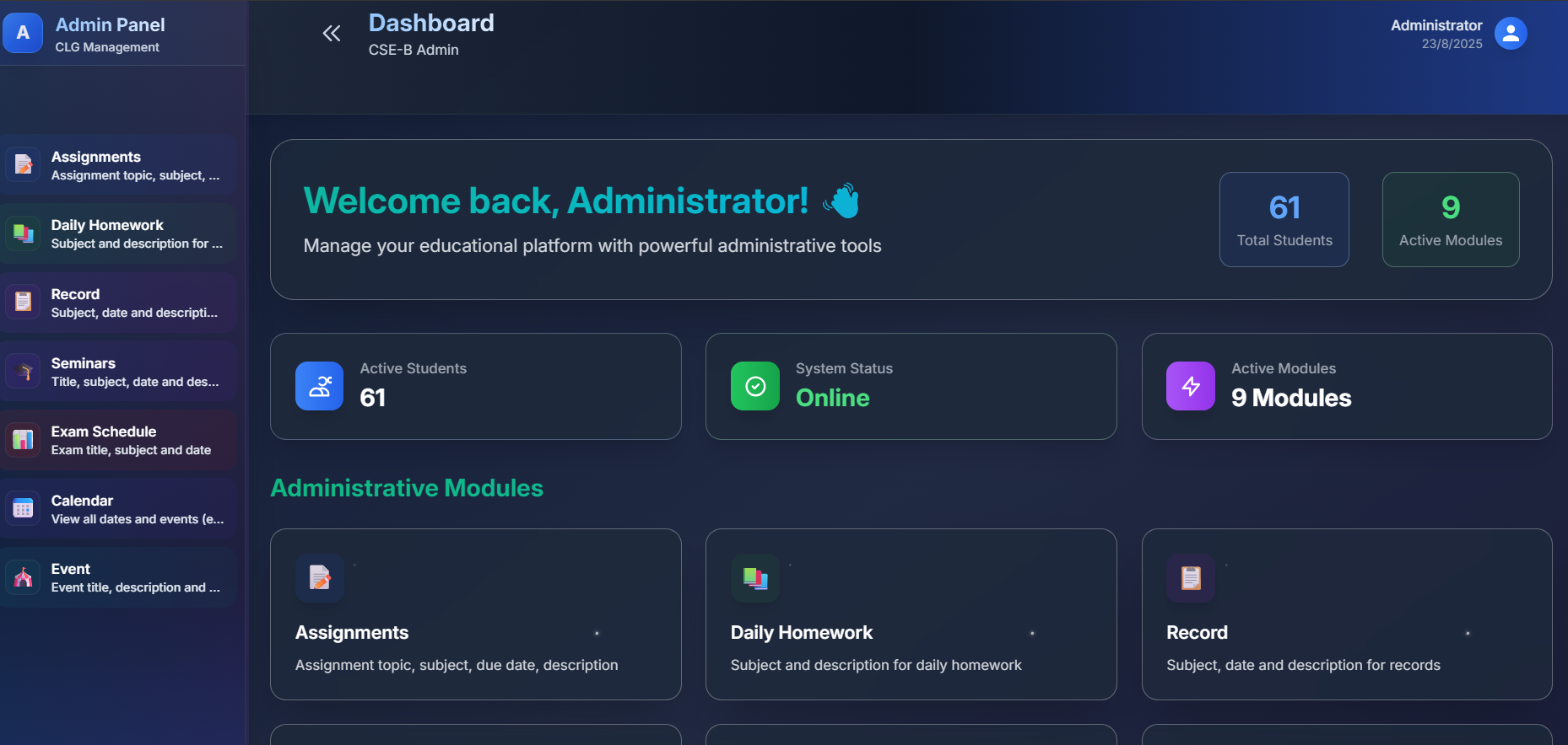 Class Management System — Geo Nithin J